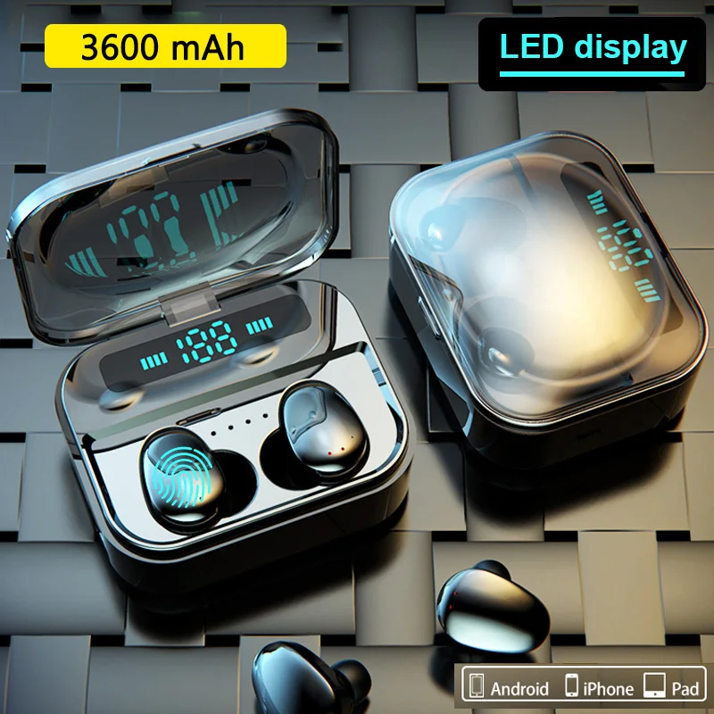 

True Touch TWS Wireless EarPhones Bluetooth Earbuts Mini TWS Waterproof Headfrees with 3600mAh Power Bank For iPhone Xiaomi