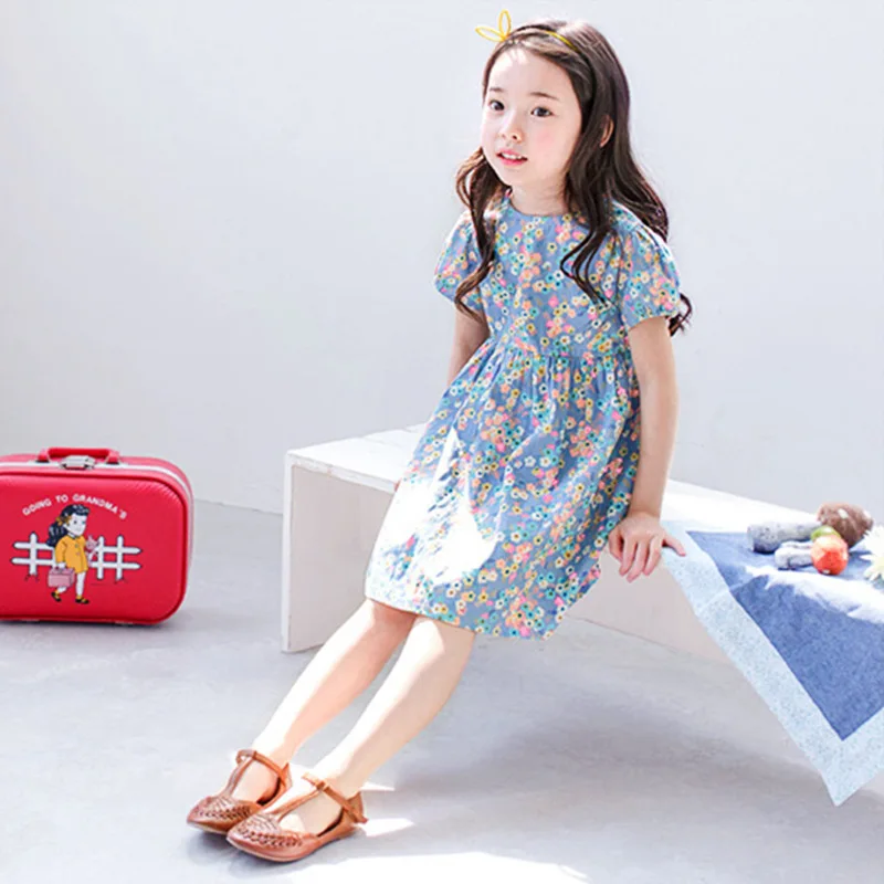 

Children'S Clothing Summer New Girls Dress 2016 Cotton Floral Print Princess Dress Clothing Lovely Kids Child Beautiful Dress