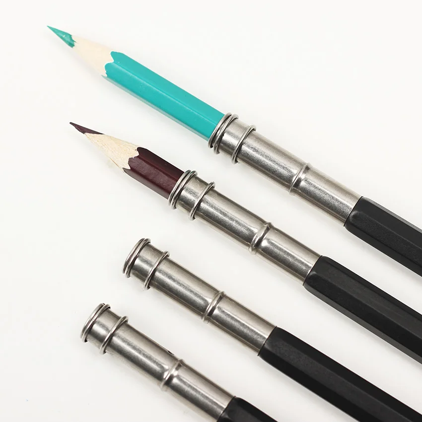 extensión ajustable N-K Extender de un solo cabezal para lápiz duradero y útil. herramienta extensora de escritura de metal fácil y práctica color plateado 