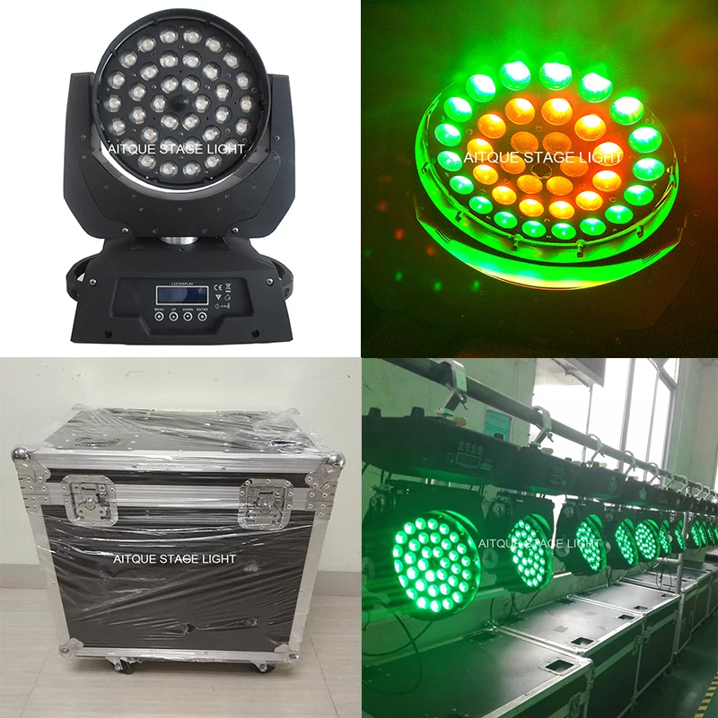(4lights+CASE)stage wash lights led 36x10w rgbw 4in1 moving head light