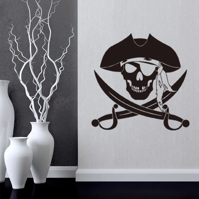 Pirates wall decal Skull Bones Kids Boys Room Vinyl Wall Sticker Art