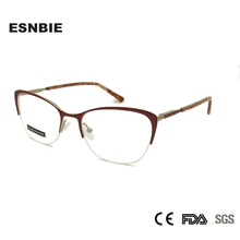 ESNBIE, нержавеющая сталь, кошачий глаз, оптические очки, оправа для женщин, оправа для очков, металлическая, половина оправы для очков, очки для женщин