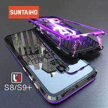 Suntaiho Magnet Metal bumper Case for Samsung note9 note8 Magnetic Adsorption Case for Samsung Galaxy S8 S9 Tempered Glass back Suntaiho Magnet Metal bumper Case for Samsung note9 note8 Magnetic Adsorption Case for Samsung Galaxy S8 S9 Tempered Glass back