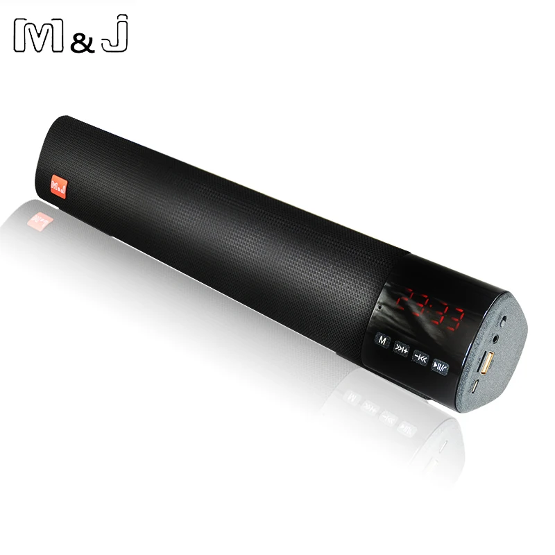 

M&J Powerful 10W Bluetooth Speaker Soundbar HIFI Mini Altavoz support TF card FM USB Clock speaker For Computer PC Tablet TV