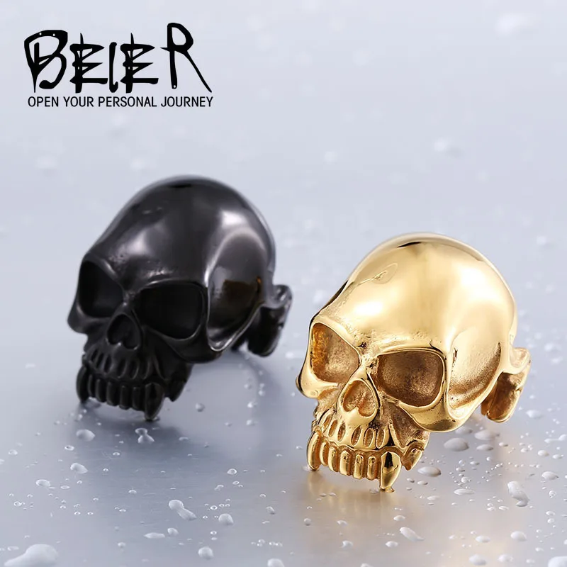 Beier new store 316L Stainless Steel ring top quality new Designed products Man's Vampire Skull Ring Fashion Jewelry LLBR8-149R