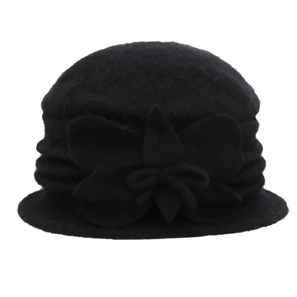 black YOUBOME женские шляпы Fedoras шерсть купол осень зима шапки для женщин цветочные повседневные теплые леди флоппи Твердые Мягкие женские шляпы - Цвет: black