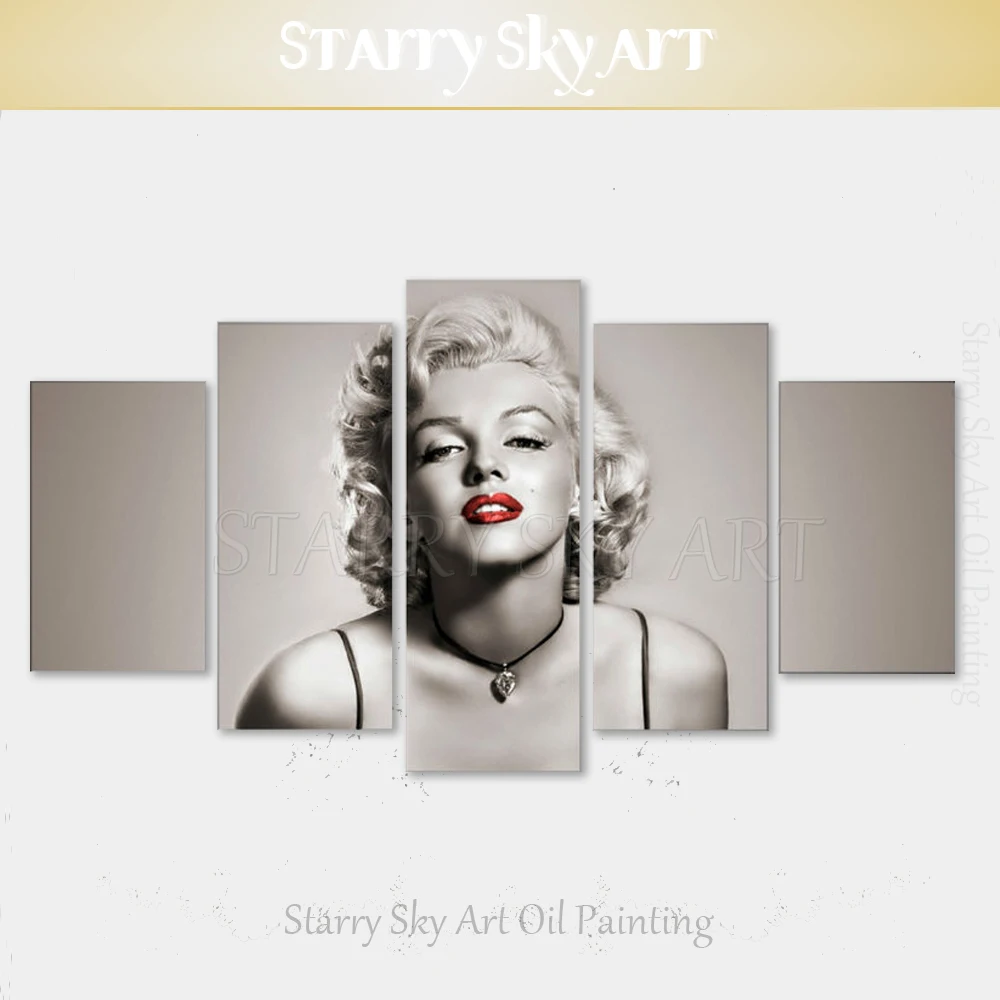 

Top Artist Hand-painted High Quality American Super Star Marilyn Monroe Figure Oil Painting on Canvas 5 Pieces Set Oil Painting