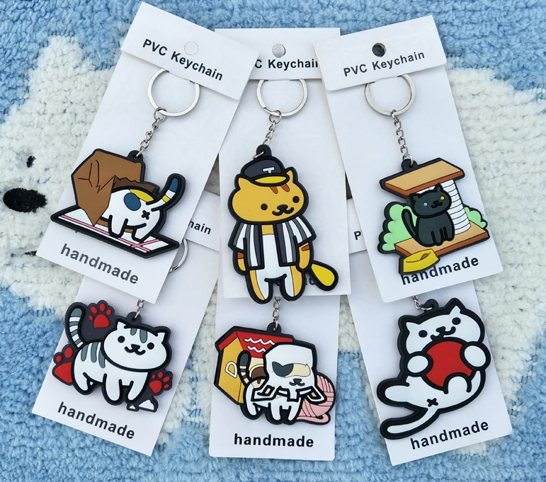 

IVYYE 1PCS Neko Atsume Anime Key Chain PVC Figure Keyring cute Toys Keychain Keyholder Birthday Gifts Unisex NEW