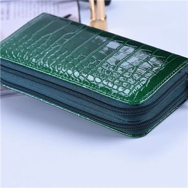 Женские кошельки из искусственной кожи, зеленый бизнес-держатель для карт, Женский кошелек на двойной молнии, Длинный кошелек, большая вместительность, женская сумка для мобильного телефона - Color: Green