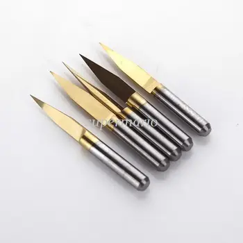 

5x Titanium Coated Carbide PCB Engraving CNC Bit Router Tool 10 Degree 0.2mm Tip