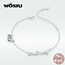 WOSTU Лидер продаж браслет-цепочка из бамбука и панды браслет из натуральной 925 пробы Серебряный браслет для женщин Изготовление ювелирных изделий DAB021