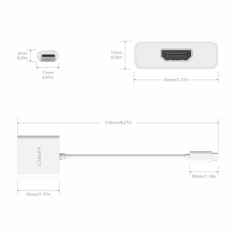 AIFFECT USB Type C 3 1 к HDMI Женский адаптер кабель удлинитель HD 4K для Macbook 12 &quotChromebook Pixel TV