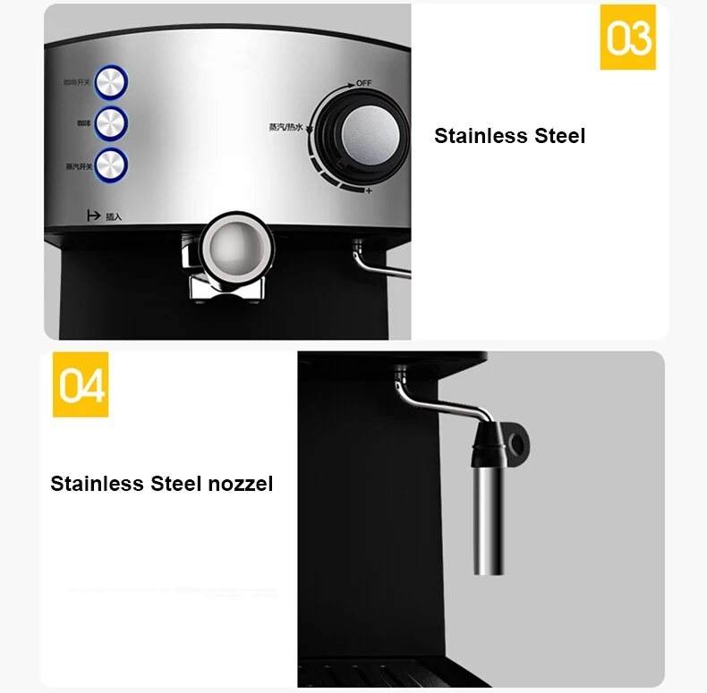 Xeoleo Бытовая полностью автоматическая Эспрессо-кофеварка с насосом, кофейная машина с давлением, 15 бар, 220 В/850 Вт/л, эспрессо-машина