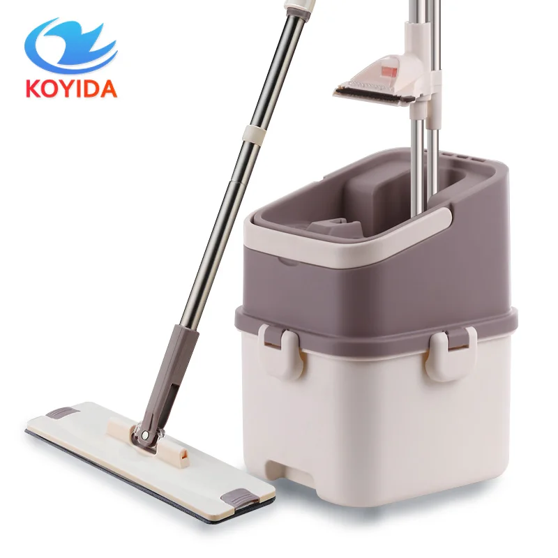 New Magic flat Mop Bucket and Easy Wring mop head Portable Household Hardwood Flooring Cleaning
