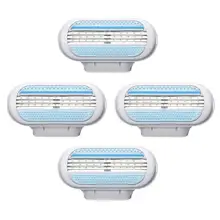 4 шт. Для женщин бритва 3 Слои ножей леди Сменные бритвенные лезвия для бритья волос женский Безопасная бритва головка 29