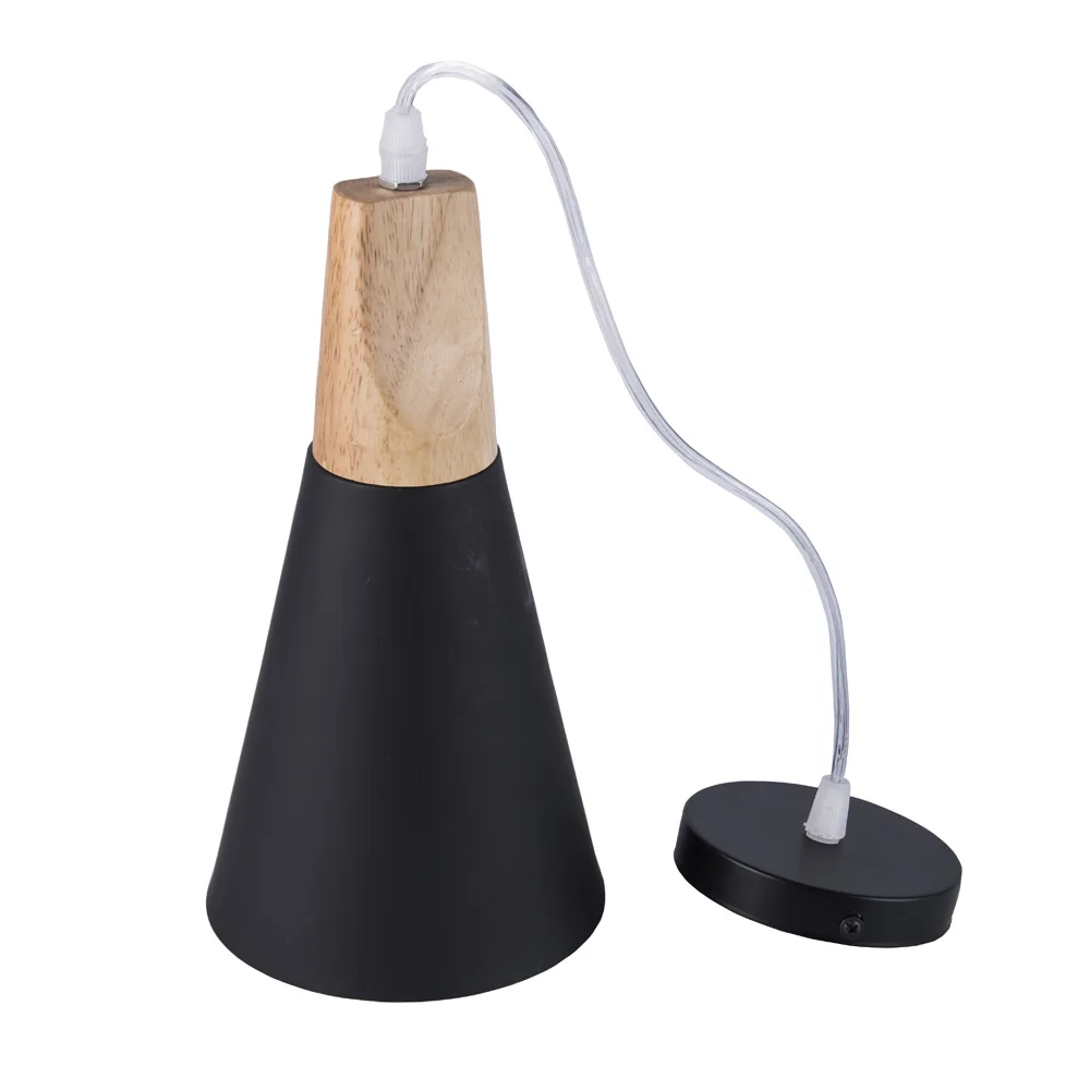 Деревянный светодиодный подвесной светильник в скандинавском стиле, светодиодный подвесной светильник для магазина, гостиной, столовой, украшения для дома - Цвет корпуса: Black