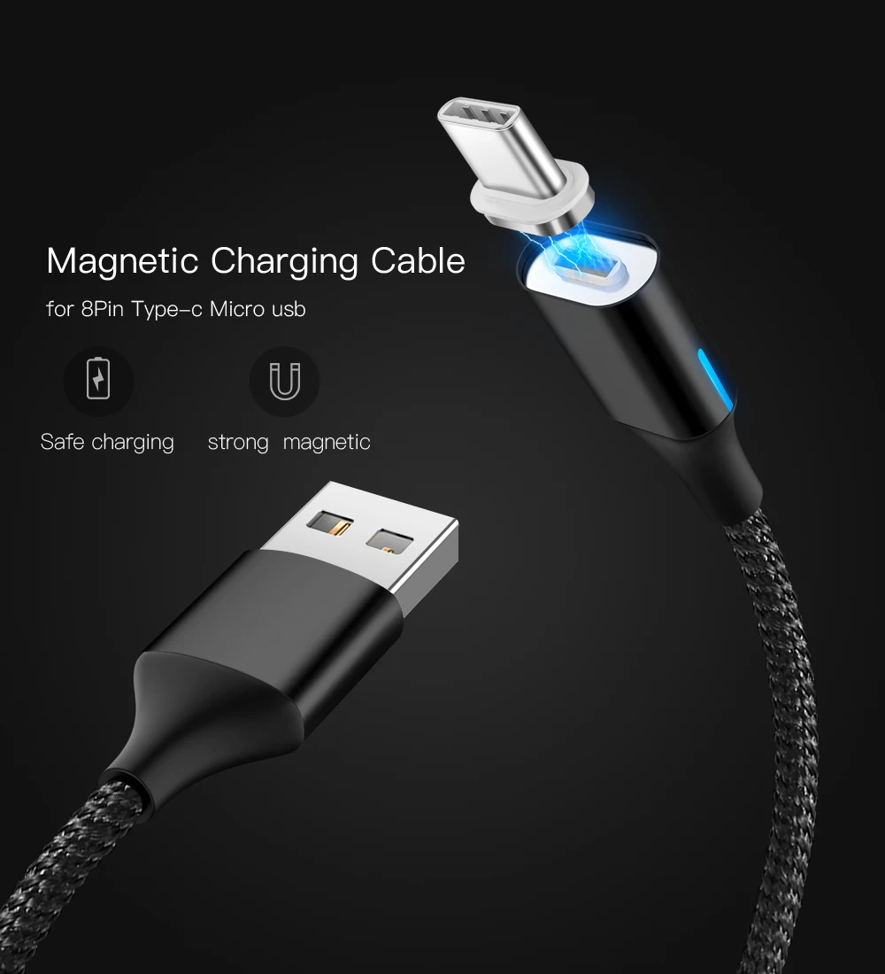 Магнитный кабель 3A USB C type C Micro USB кабель для samsung huawei Xiaomi, Магнитный зарядный шнур для передачи данных, быстрая зарядка 3,0
