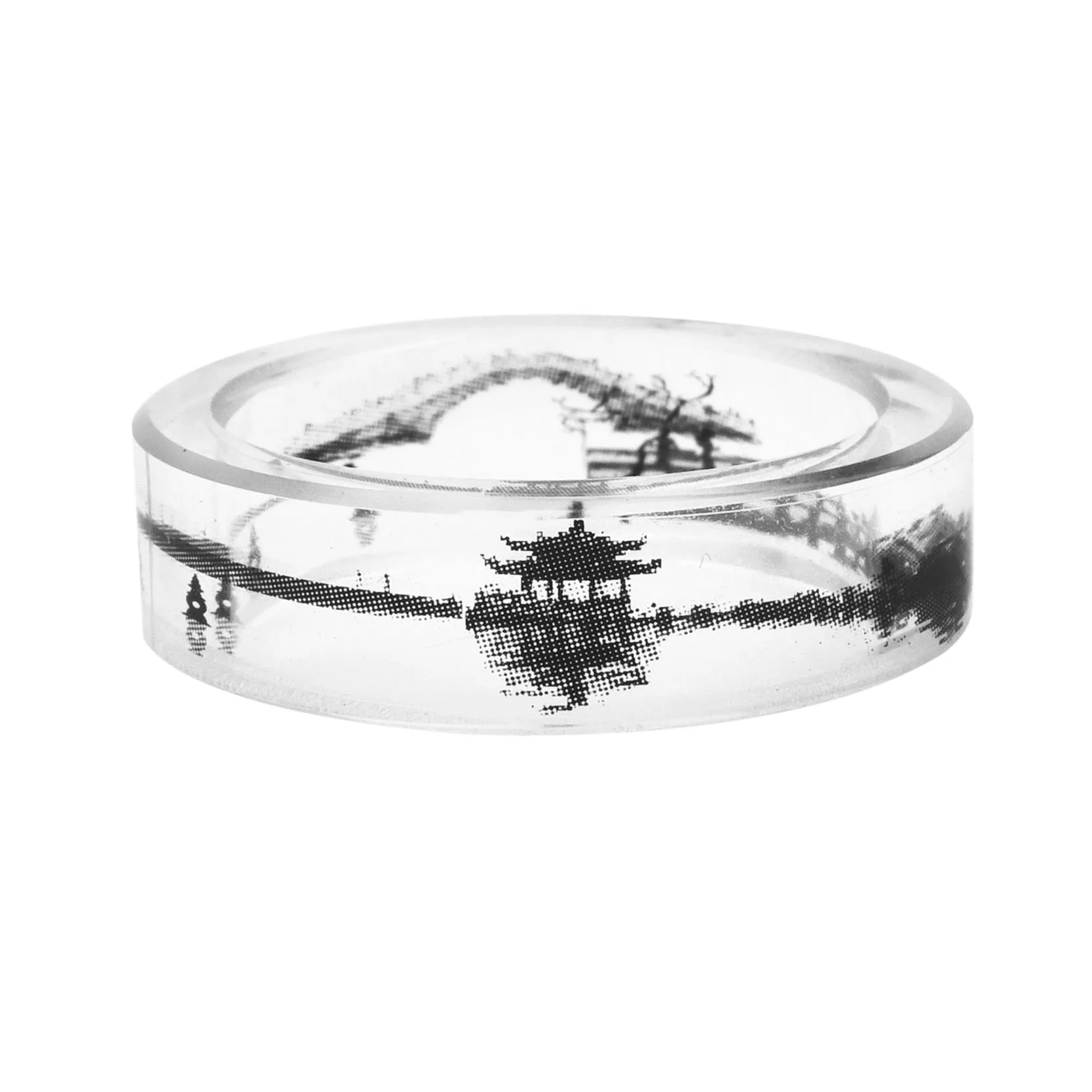 

Fashion Handmade Punk West Lake Black and White Scenery Rings Women Men ring Jewelry for Party