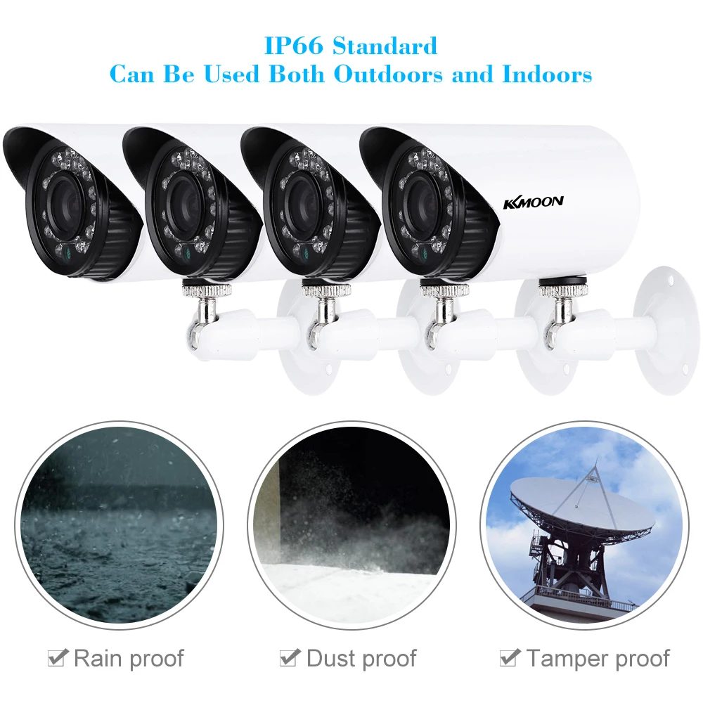 KKmoon 4 шт. 1500TVL CCTV набор камер CMOS 3,6 мм Водонепроницаемый IP66 IR-CUT фильтр день/ночь наружная Домашняя безопасность цилиндрическая камера видеонаблюдения