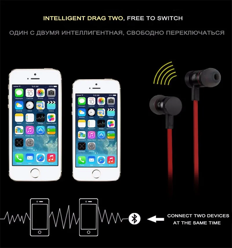 Bluetooth Headphones LUOKA M9 Wireless In-Ear Noise Reduction earphone with Microphone Sweatproof Stereo Bluetooth Headset