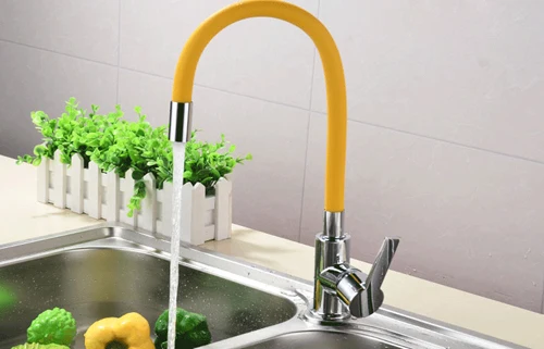 BAOLINLONG стиль латунные смесители Cozinha кран поворотный носик Регулируемый кухонный кран - Цвет: yellow