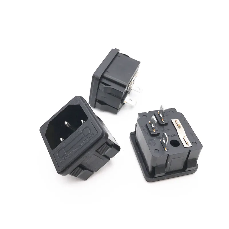 10PCS/lot IEC320 C14 3 Terminals Inlet Male Power Plug Socket 10A Ac