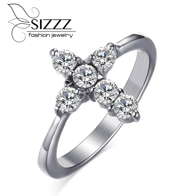 Sizzz Fashion Women Cross Wedding Rings Imitation Engagement Sizzz Fashion Women Cross Wedding Rings Imitation Engagement For Jewelry Cz Stone