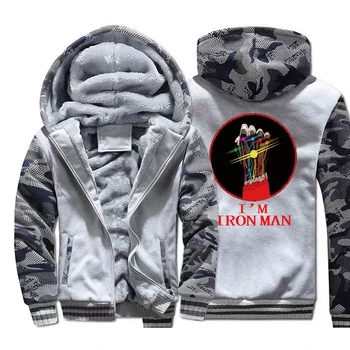

Iron Man Infinity Stones Camo Hoodies Super Hero Tony Stark Winter Jacket Fleece Sweatshirt Mens Bodywarmer Camouflage Hoody