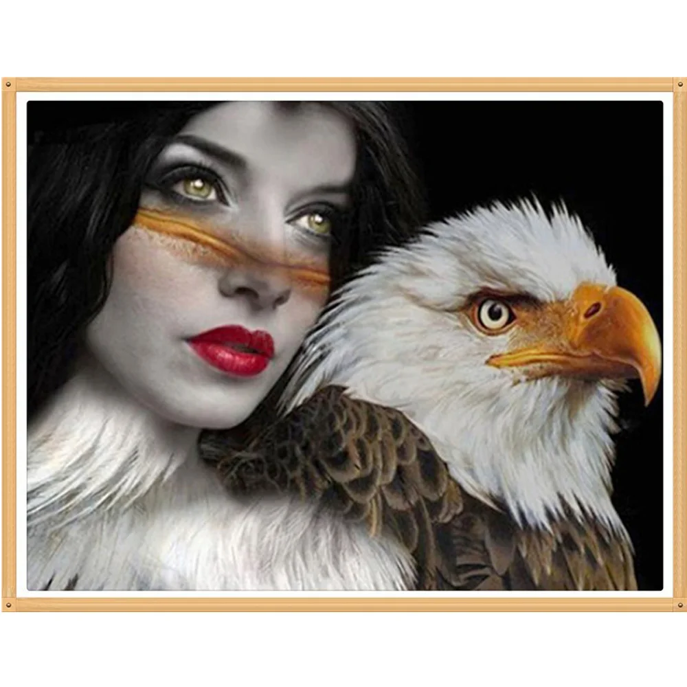 

diamond embroidery Girl and Eagle, Owl DIY diamond painting cross stitch kits diamond mosaic crystal embroidery Home Decor H1381