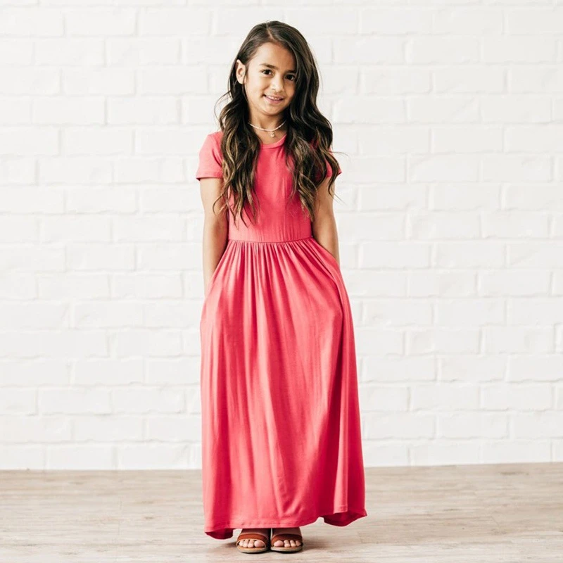 Girls font b Long b font font b Dress b font 2018 New Summer Girl Clothes