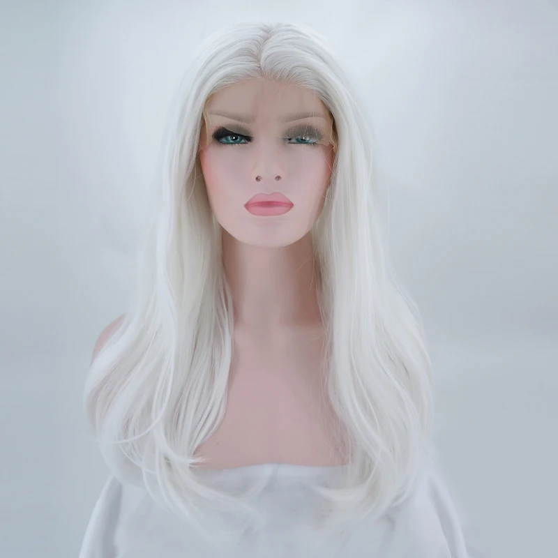 

CosplaySalon 20-22" Daily White Wavy Lady Lace Front Long Synthetic Halloween Wig Heat Resistant H793060