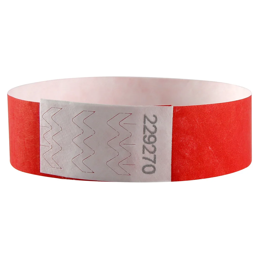 100 шт сплошной цвет 3/4 дюймов Тайвек браслеты с номерами серии, Тайвек бумага ID браслеты для вечерние мероприятия - Цвет: Red