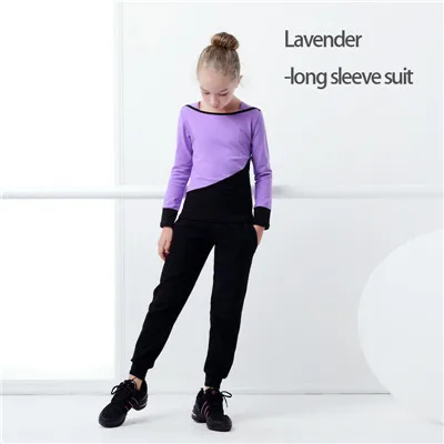 Lavender Suit Топы с круглым вырезом и штаны с морковкой; спортивная одежда из двух предметов; Модный спортивный костюм для девочек-подростков; повседневный костюм для бега - Цвет: Lavender Suit