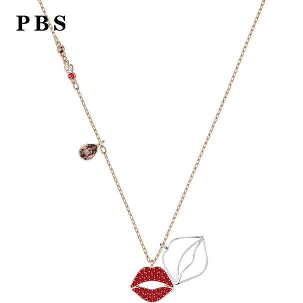 

PBS Original Copy High Quality 1:1 Exquisite Red Lips Necklace Plated With Rose Gold Logo Free Wholesale Manufacturers