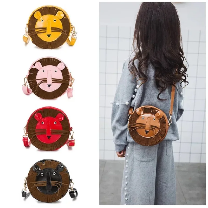 

Kids Girls Animal Lion Cross Body Bag PU Leather Tassel Shouler Bags For Baby Girl Mini Coin Purse Messenger bag Clutch Bag