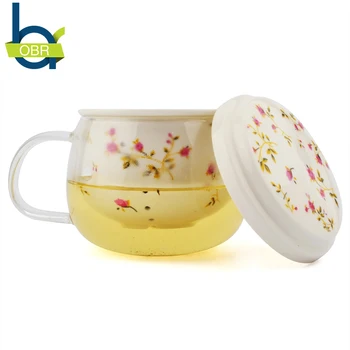 

Flower TeaCups Teapot With Lid Tea Leaves Filter Strainer Lemon Tea Maker Coffee Infusers Mug Glass+Ceramic For Creative Gift