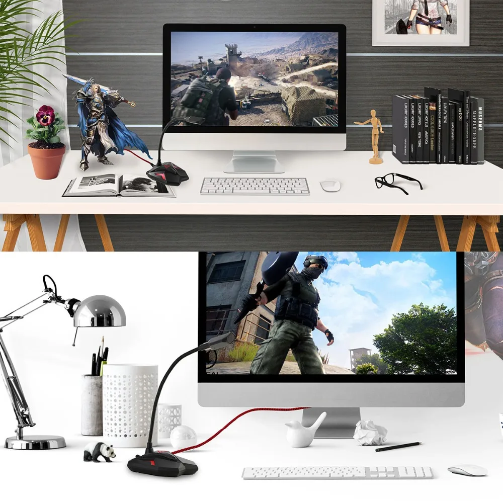SOONHUA USB Plug настольный компьютер конденсаторный микрофон кнопка отключения звука светодиодный индикатор игровой запись для оконные рамы XP 7 8 10 Max OS