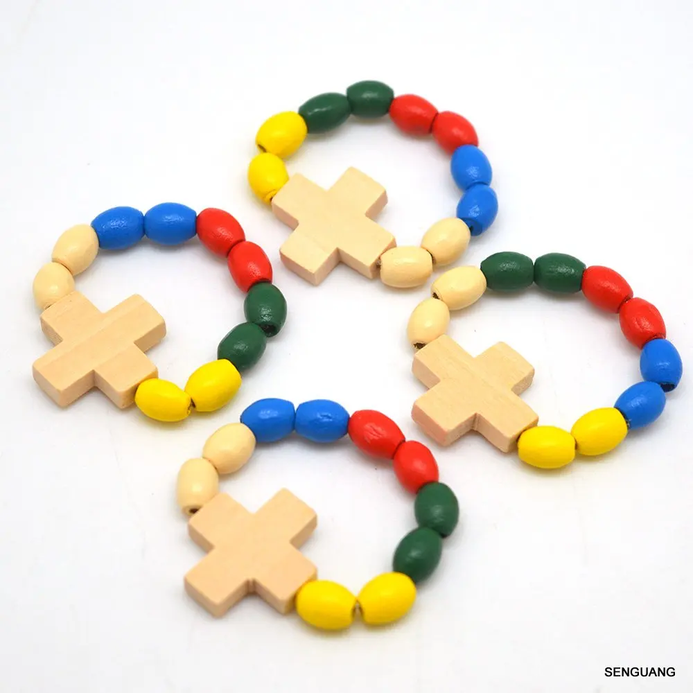 50PCS/a pack religious Holy wood cross infant baptism Finger Ring