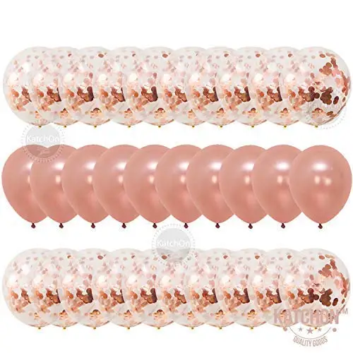 

METABLE Pack of 30, Cmbb Rose Gold Confetti Balloons 12 Inch, Great for Bridal Shower Decorations, Birthday Party