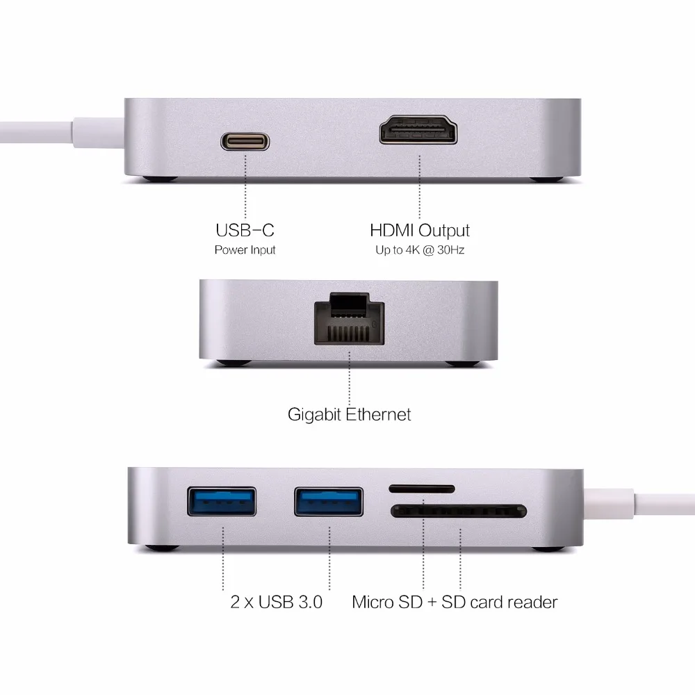 Мультипортовый адаптер MINIX NEO C Type с HDMI выходом до 4K Gigabit Ethernet USB для зарядки