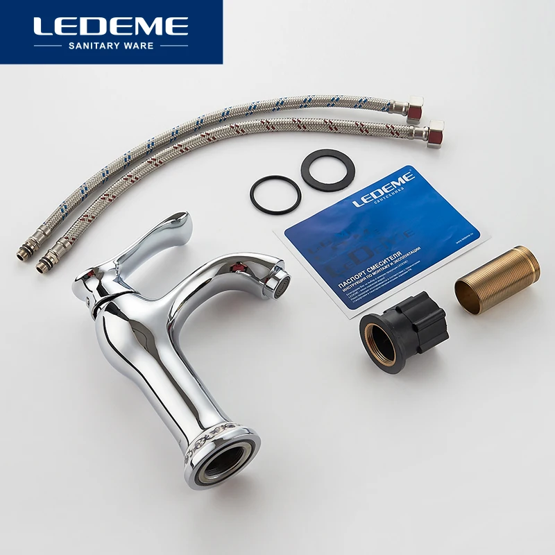 LEDEME Смеситель для умывальника с гайкой латунь Цвет: хром L1041 2|faucet mixer|faucet basinbasin faucet