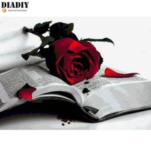 Diadiy квадратная мозаика квадратный алмаз алмазная живопись 5D «сделай сам» фото на заказ "Розы и книги" 3D вышивка крестиком мозаичный Декор подарок