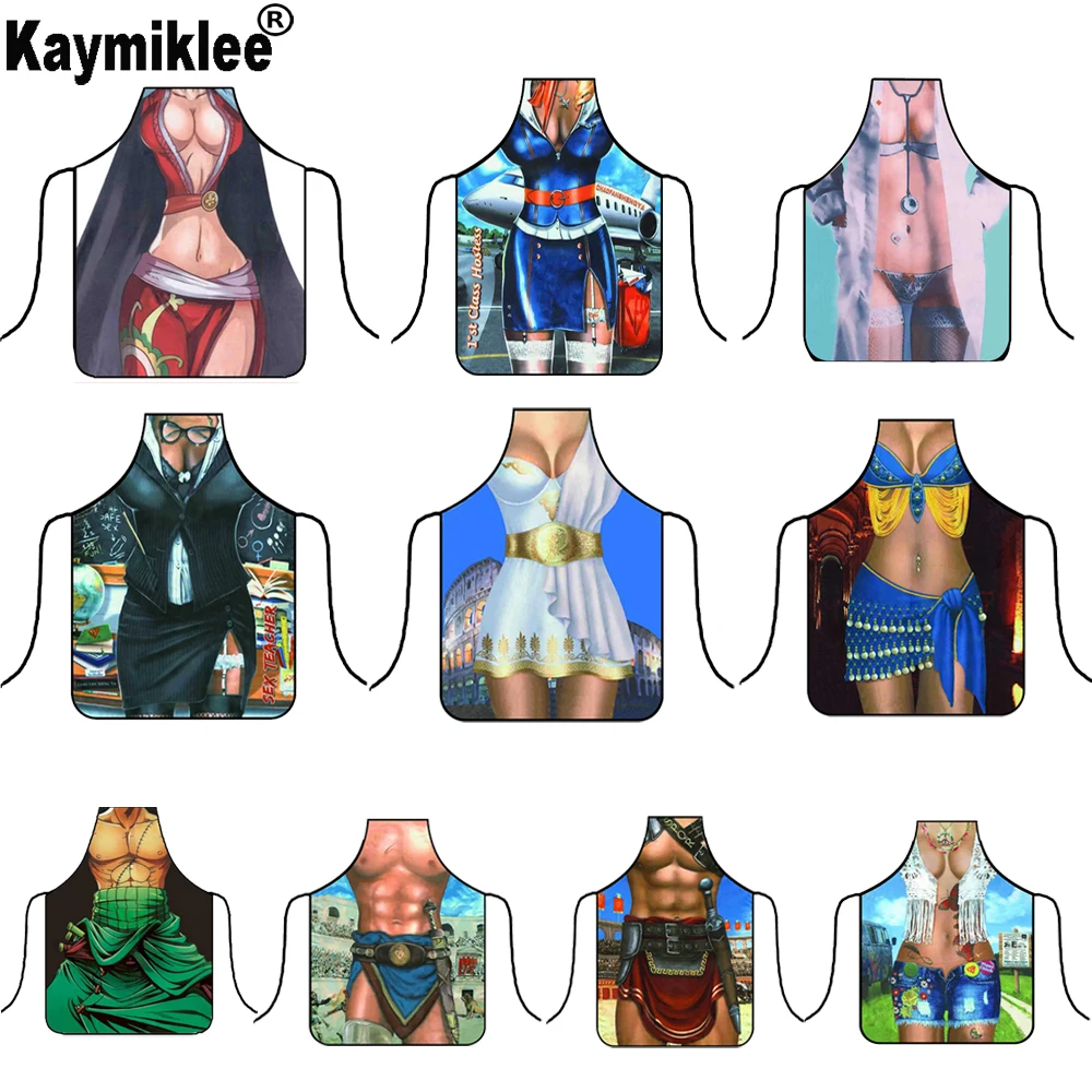 10 Colors Aprons of Kitchen Sexy Funny Personalized Digital Printed For Women Man BBQ Cleaning Cooking Apron CWQ033