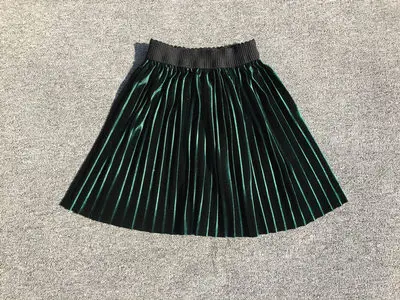 New velvet pleated skirt knee long girls skirt summer winter casual smooth skirt girl tutu high waist elastic pleated skirt 2