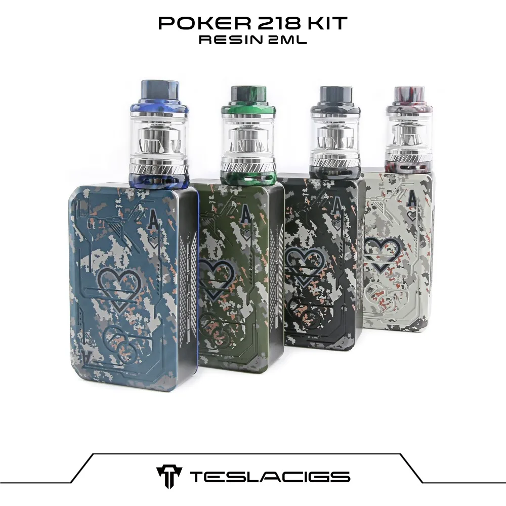 

Original Tesla Poker 218W Resin tank Kit Tesla TC 218 BOX MOD 6ml/2ml Tank TS-120X coil Vape Electronic Cigarette