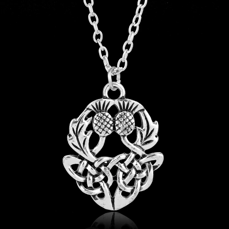 HEYu Scottish National Flower Pendant Necklace Scotland Thistle