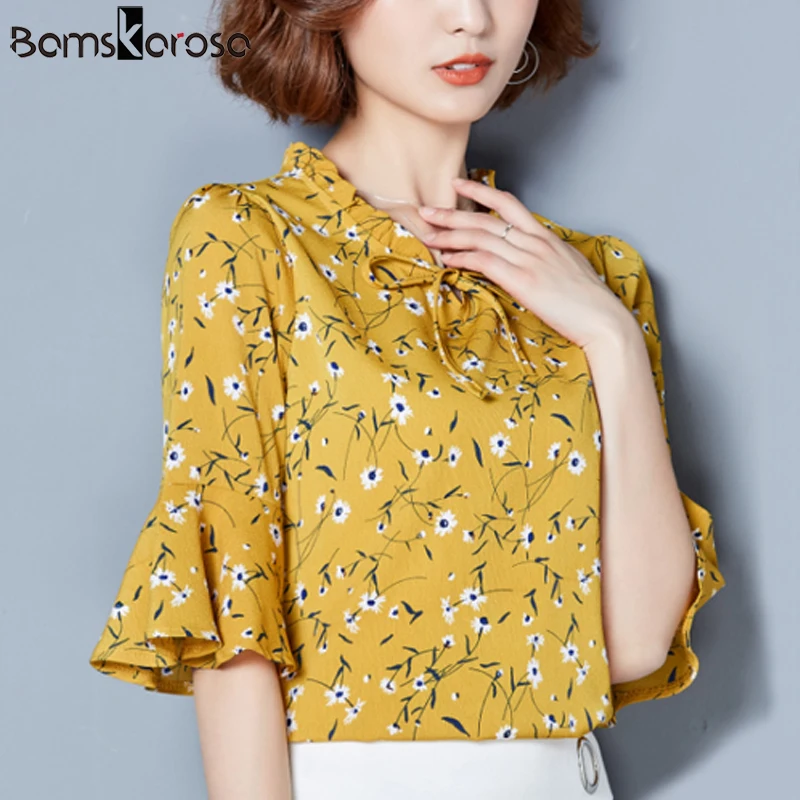 

2019 Summer Womens Tops And Blouses Plus Size Chiffon Women's Blouse Casual Floral Female White Blue Shirt Blusa Feminina XXXL