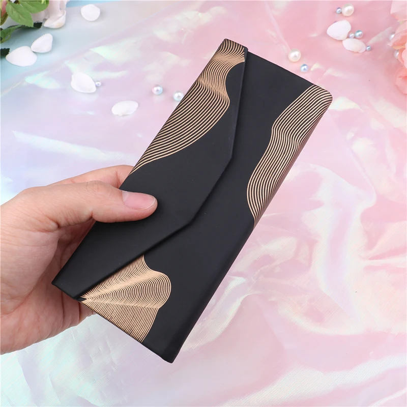 

Pu Fold Up Gold Colors Sunglasses Case Light Triangular Fold Up Glasses Case