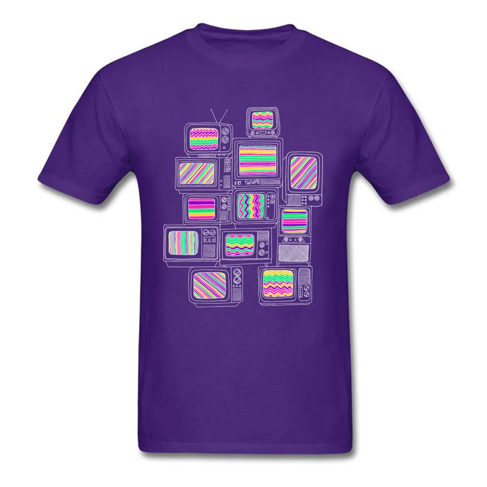 Cool Short Sleeve Tops & Tees Summer Fall O-Neck Pure Cotton Men T Shirt Interference Cool Tee-Shirts Family Top Quality Interference purple