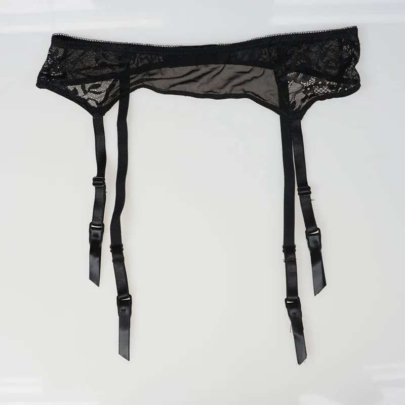 Buy Black Floral Lace Garter Belts for Stocking Metal Clip Buckle Garters